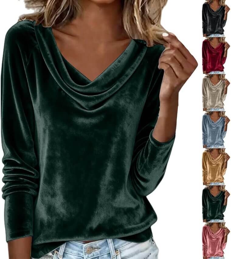 Velvet Cowl Neck Blouse - Perfect for Fall and Winter! 