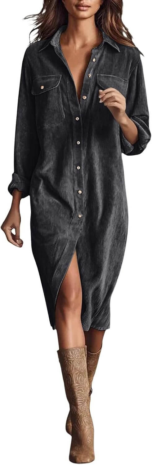 Corduroy Midi Dress - Perfect for Fall! 