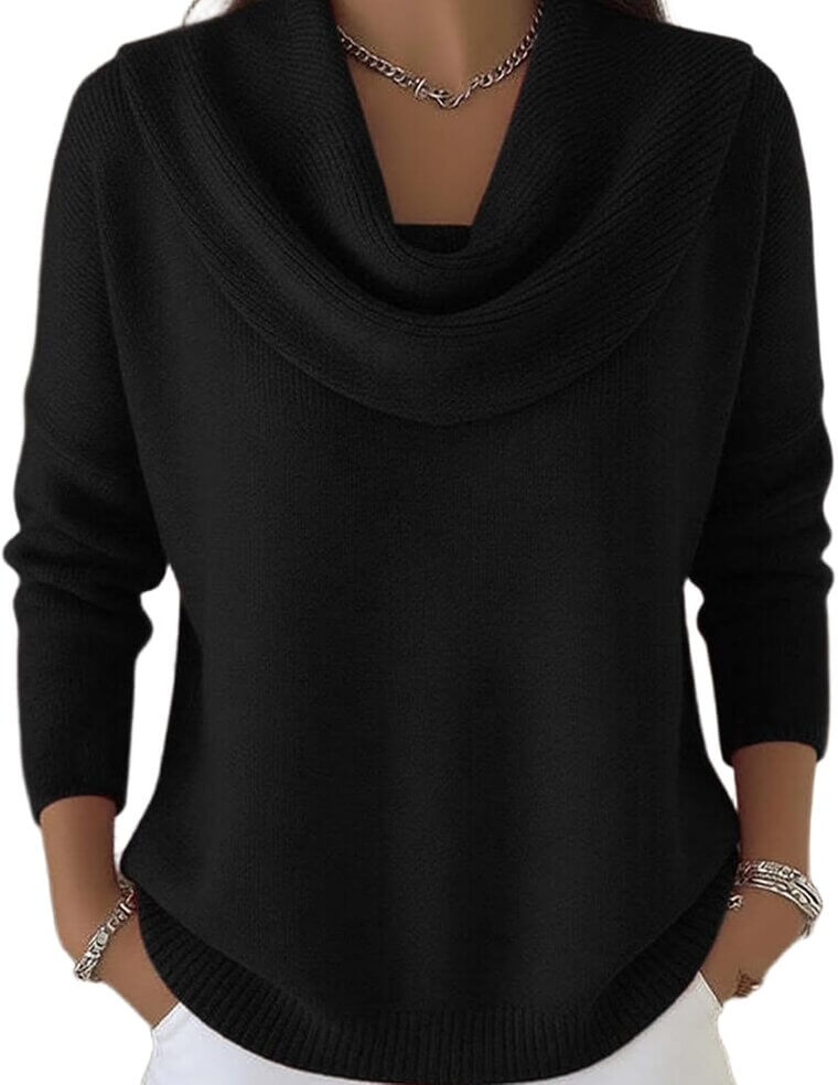 Sparkly Cowl Neck Sweater - Cozy, Sequin Style for Winter 