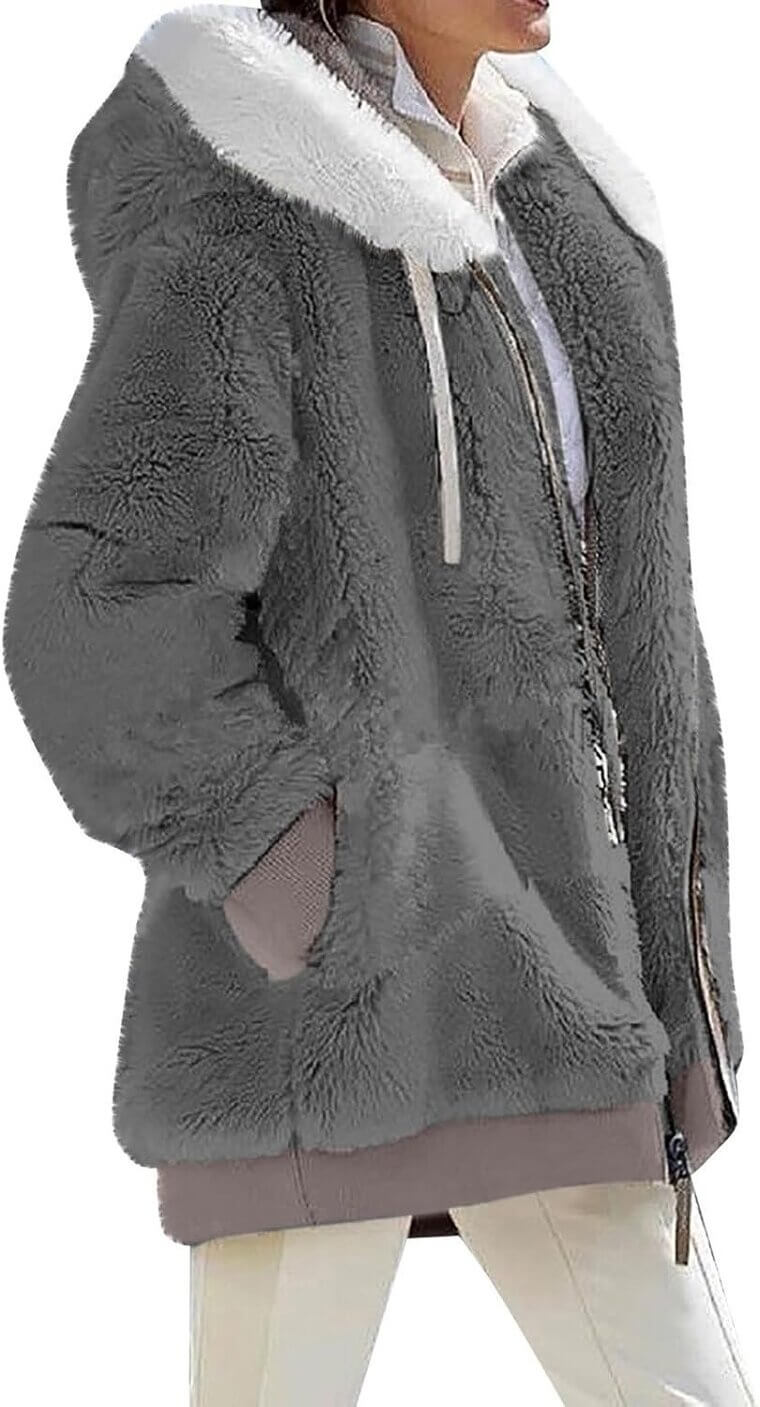 MKLUNJOP Fleece Jacket - Cozy Hooded Style for Winter Comfort 