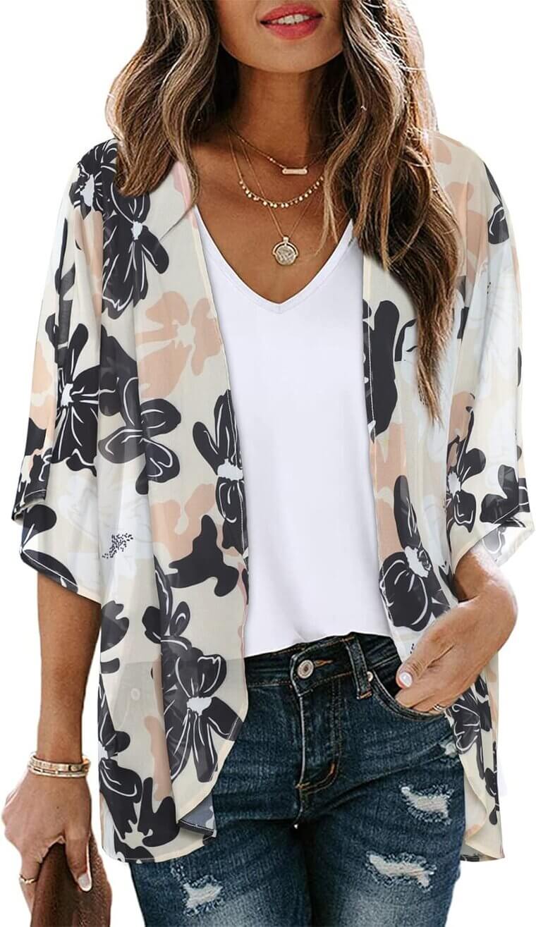 Floral Kimono Cardigan - Perfect for Beach & Casual Wear - Now 10% Off!