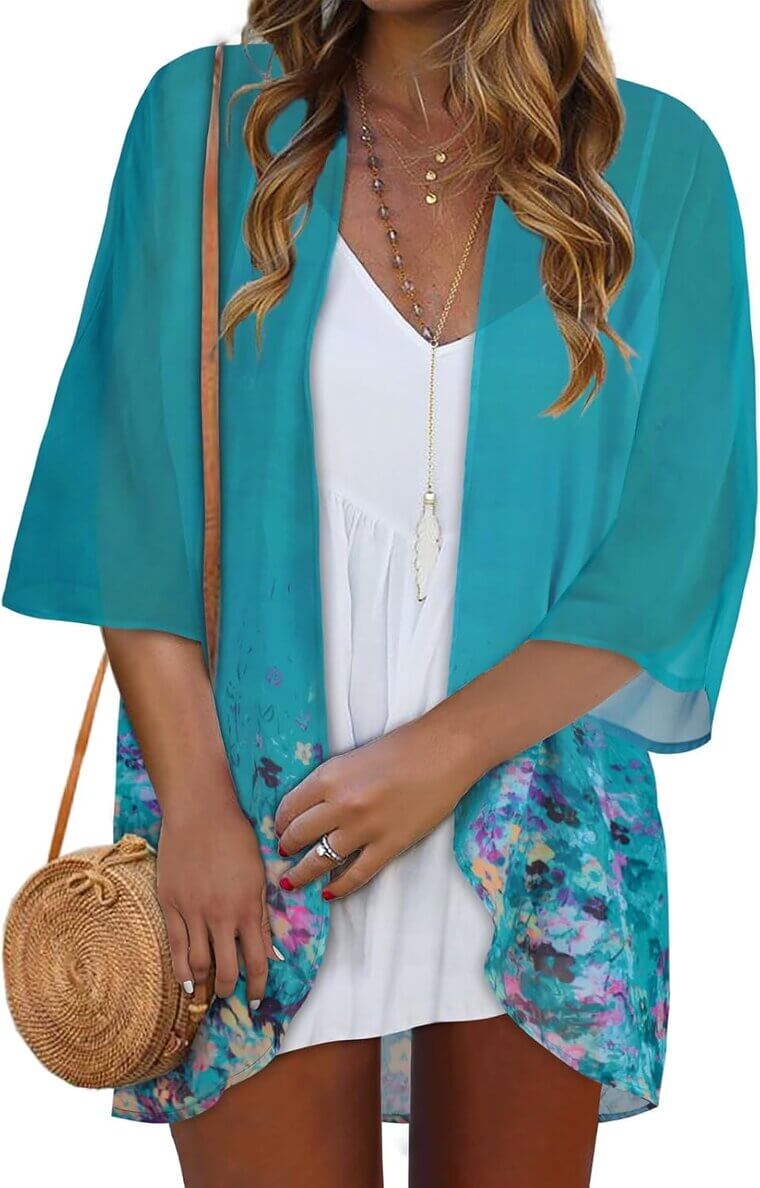 Women's Kimono Cardigan - Elegant Floral Summer Cover-Up 