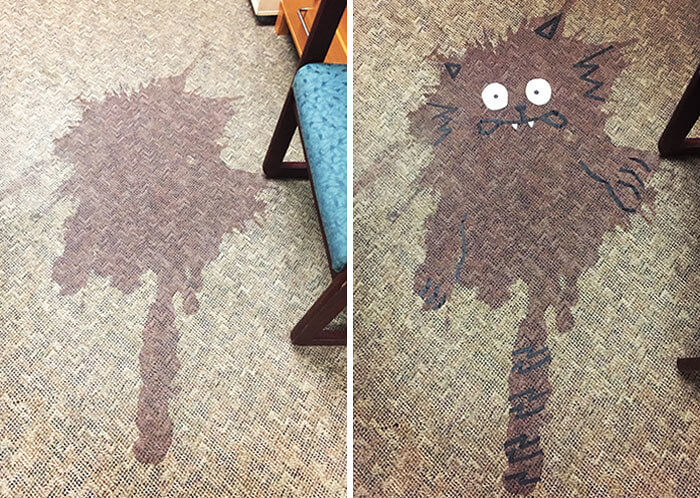 Workplace Spill Turned Carpet Cat Masterpiece