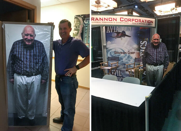 Cardboard Colleague Enjoys an Aviation Conference