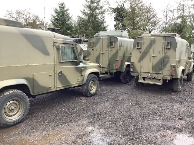 Block of 5 Snatch Armoured Land Rovers