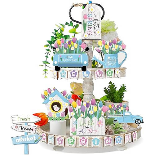 Elegant Tulip Wooden Sign Set that Celebrates Spring Beautifully. 