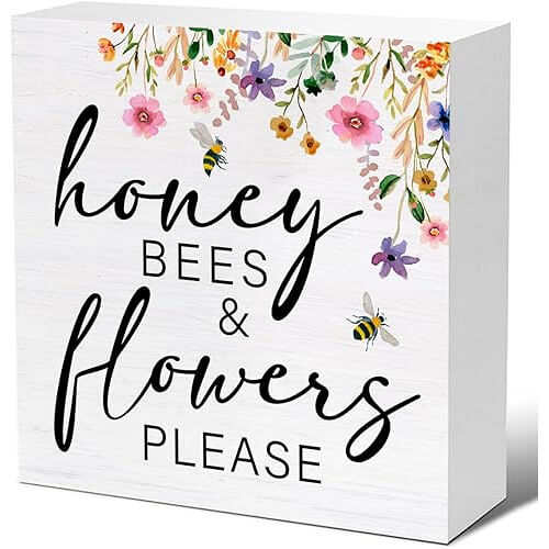 Elegant Floral Wooden Decorative Sign that Celebrates Spring Beautifully. 