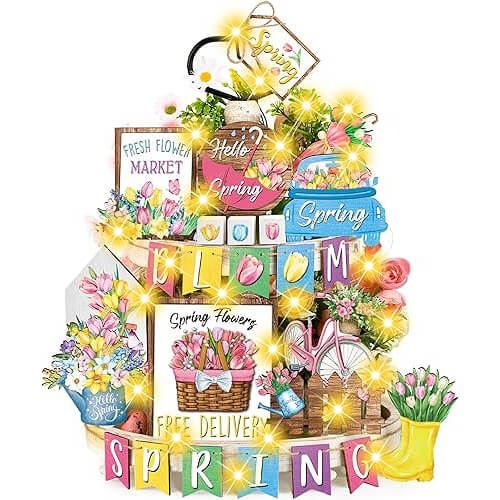 Vibrant Spring Wooden Block Decor Collection that Celebrates Blooming Season. Now 19% Off!