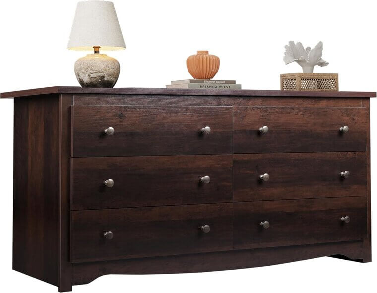 WLIVE Wooden Dresser - Modern 6 Drawer Storage Solution - 19% Off!