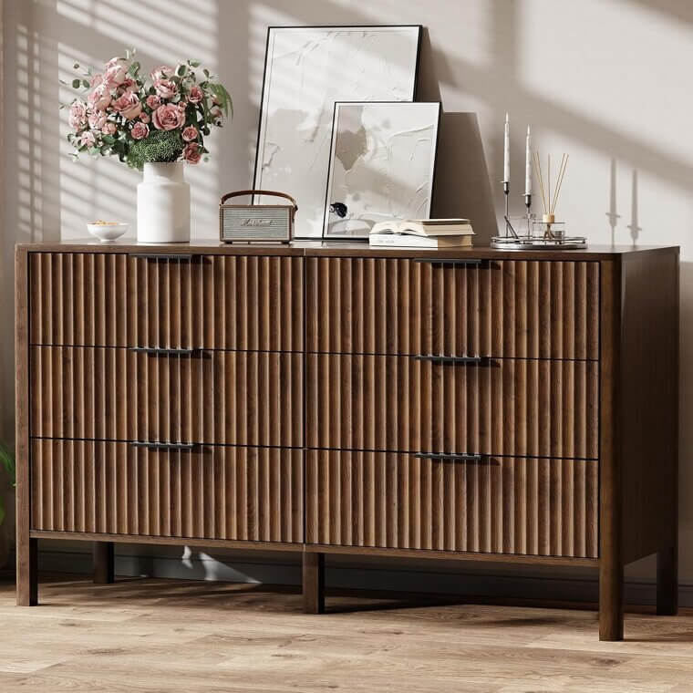 Fluted 6 Drawer Dresser - Perfect for Any Room - Now 13% Off!
