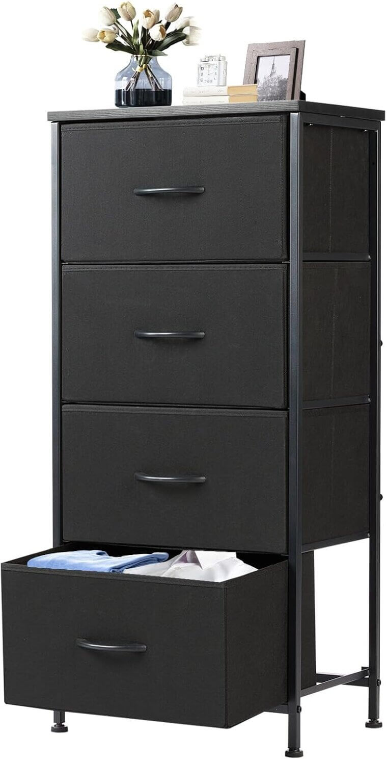 DUMOS Nightstand - Stylish 4-Drawer Organizer for Your Bedroom 