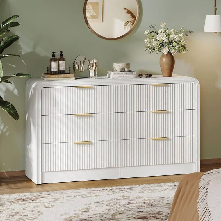 Decofy Fluted Dresser - Modern Elegance with Ample Storage 