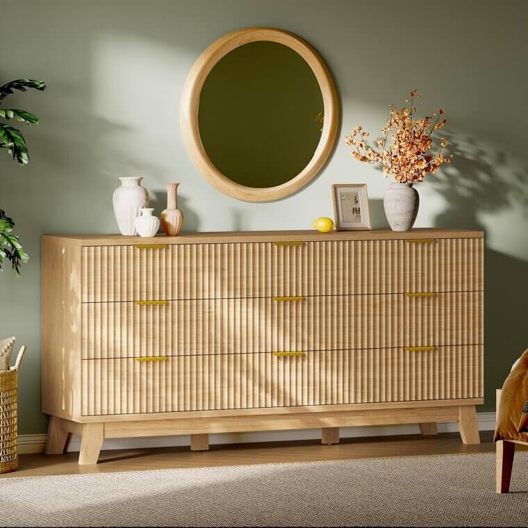 Xixini Fluted Dresser: Modern 9-Drawer Storage Solution for Any Room - 16% Off!