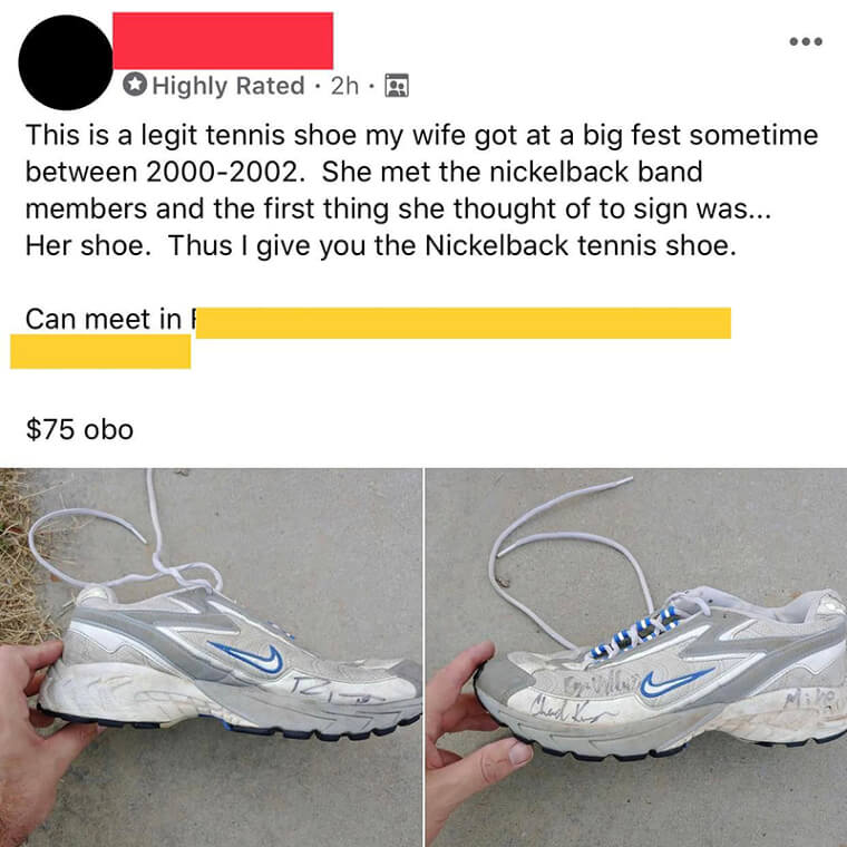 A Sneaker Signed, for Some Reason, by All the Members of Nickelback
