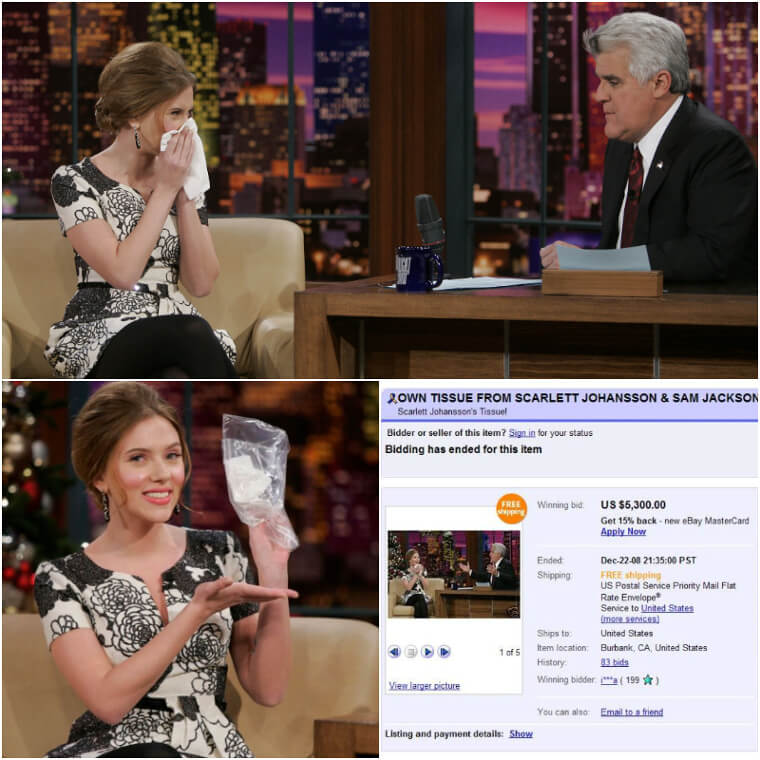 Scarlett Johansson's Tissue - Used Live on The Tonight Show