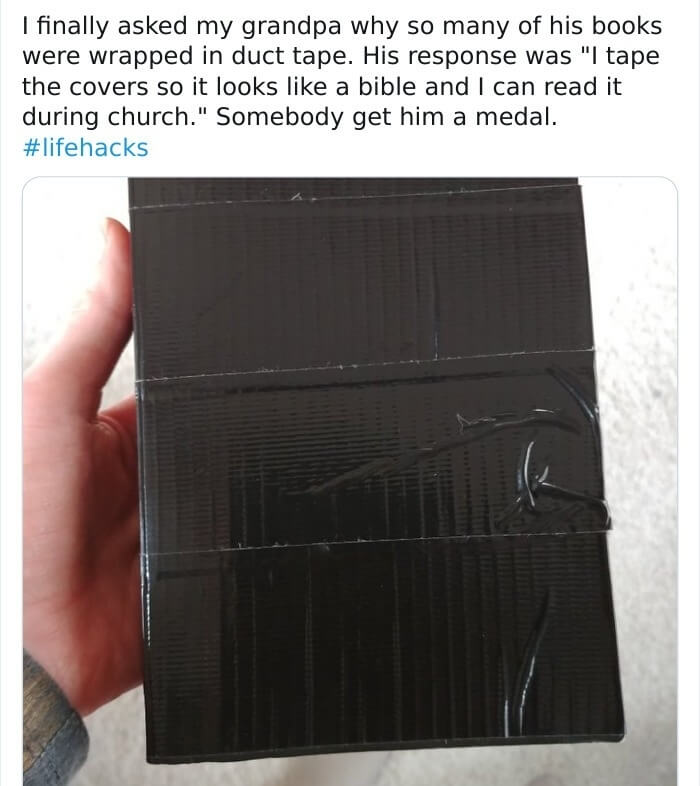 If You Ever Want To Read During Church, Tape The Cover Of Your Books