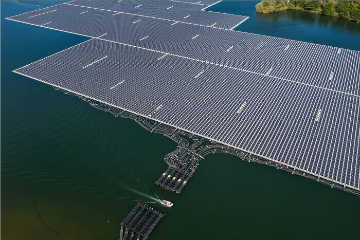 The Yamakura Dam Reservoir Features A Floating Solar Power Plant