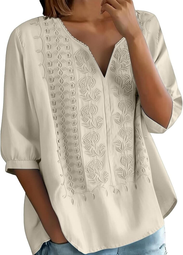 Linen Embroidered Tunic - Perfect Boho Style 