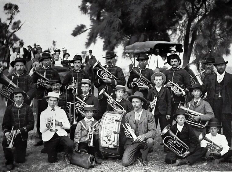 A Local District Band Gathering for a Group Portrait in the Early 1900s