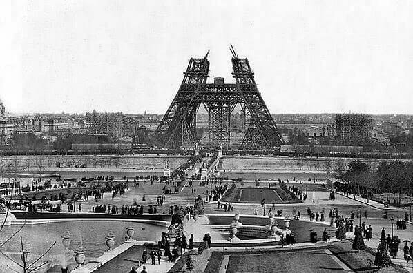 The Eiffel Tower Under Construction in Late 19th Century Paris