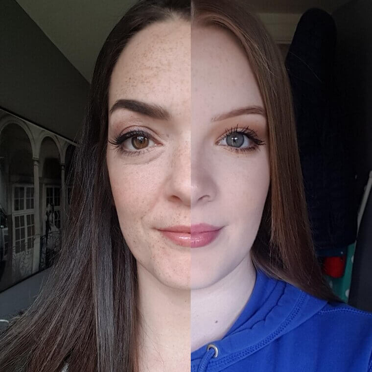 Mother and Daughter Half-Face Comparison