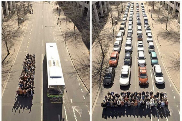 Public Transport Vs Cars Space Comparison