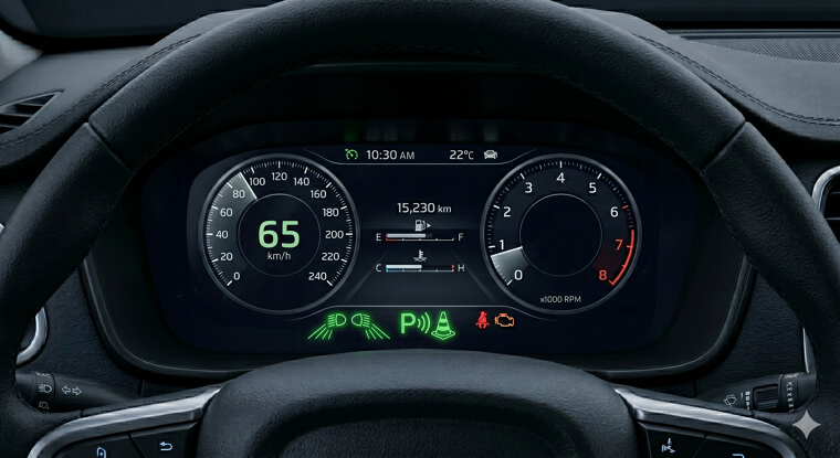 P With Radio Waves Means Parking Assist Active