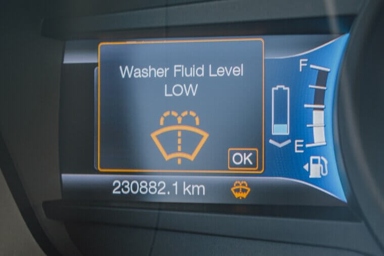 Windshield With Dotted Lines Means Low Washer Fluid