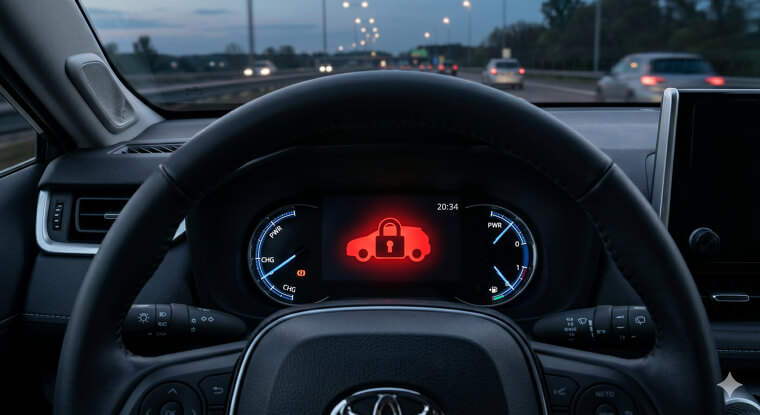 Car With A Padlock Means Security System Active