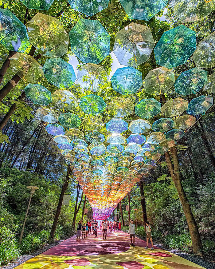The Dreamy Umbrella Covered Walkway
