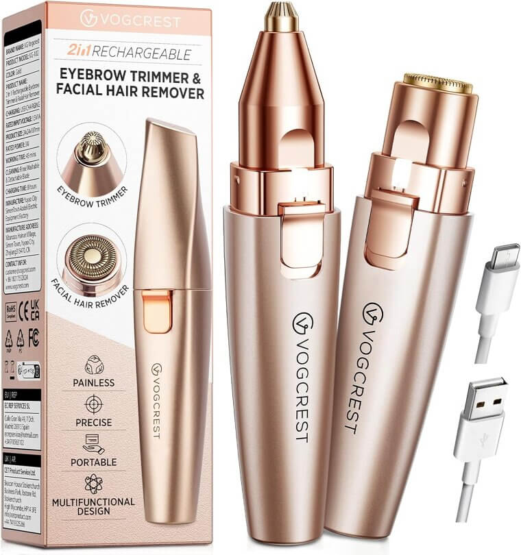 Eyebrow & Facial Trimmer: 2-in-1 Painless Hair Removal & Shaver - 20% Off!