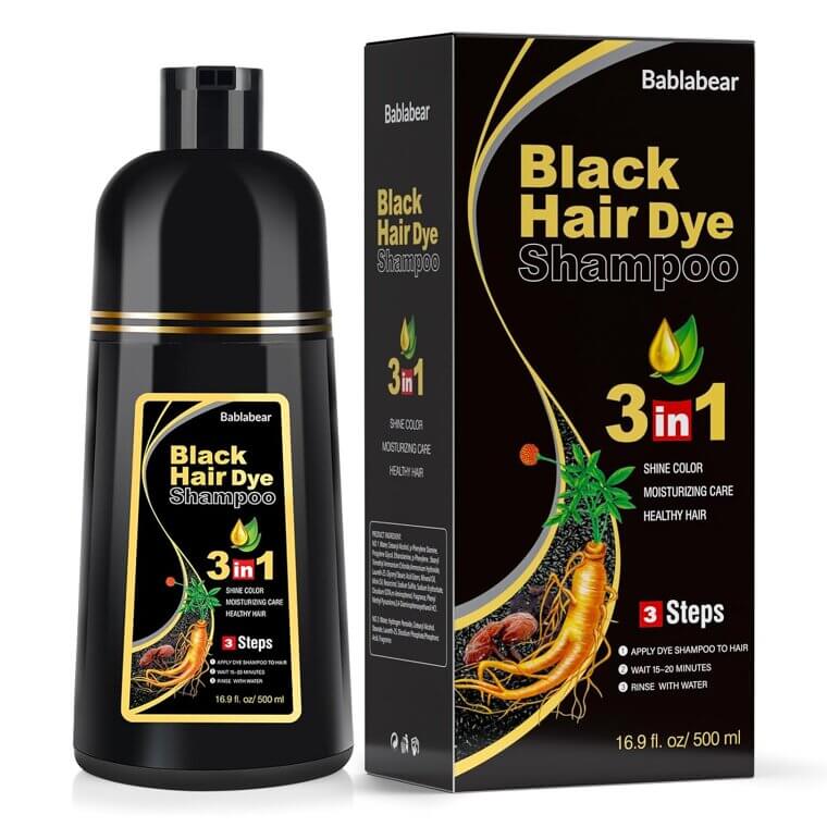 Black Hair Dye Shampoo - Natural Grey Coverage, Herbal Formula - 25% Off!
