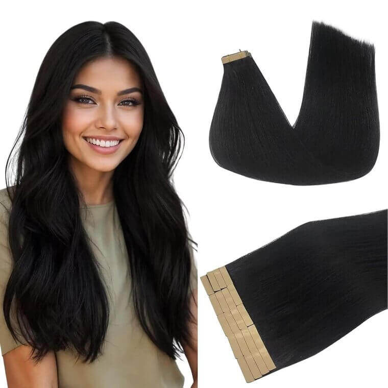 DOORES Hair Extensions - Jet Black, 16 Inch Beauty 