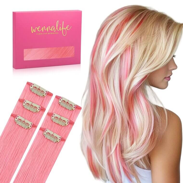 Peach Pink Hair Extensions - Perfect for Stylish Kids & Women 