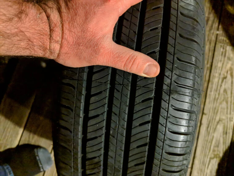 The Marks Between Tire Treads Are Purposely There for Safety