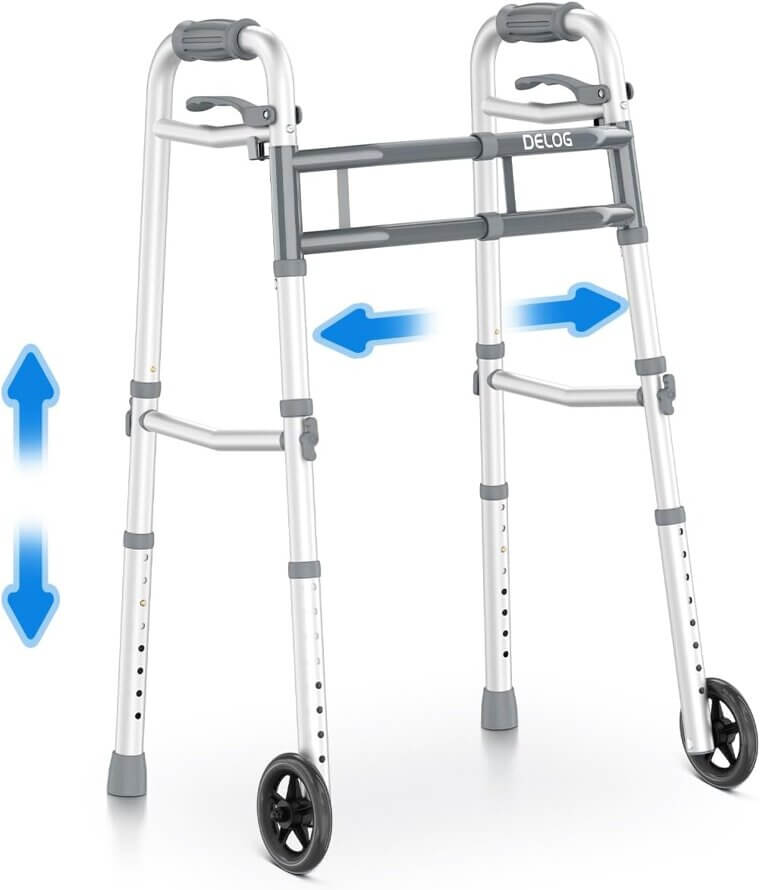Delog Folding Walker - Lightweight Mobility Aid for Seniors with Wheels - Now 8% Off!