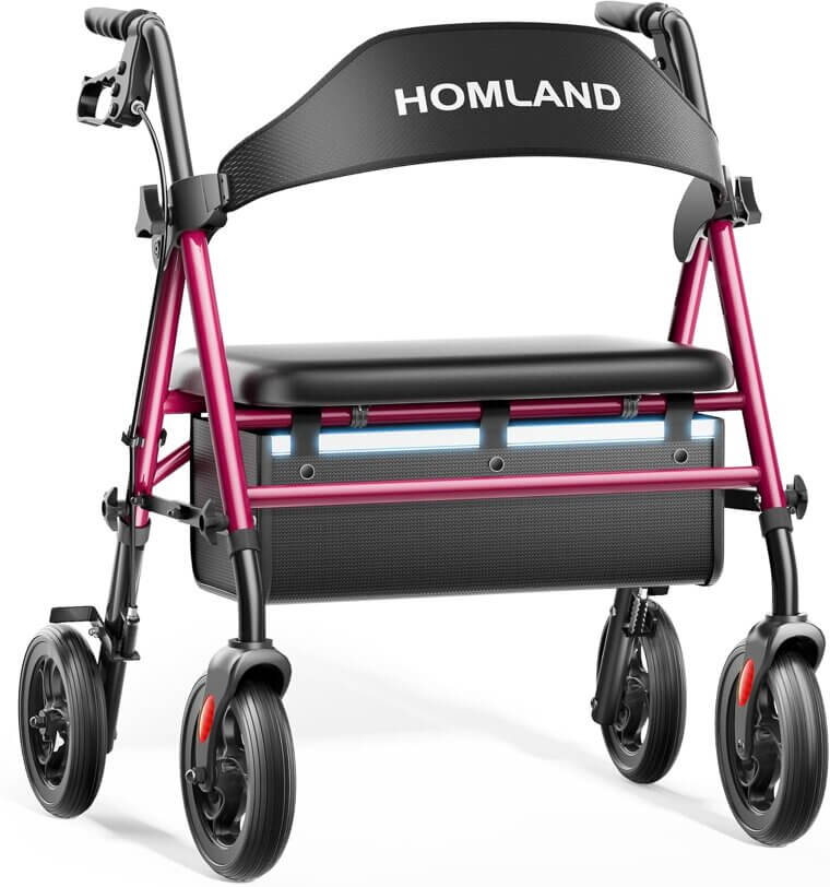 HOMLAND Bariatric Walker - Heavy Duty, Extra Comfort Rollator - 11% Off!