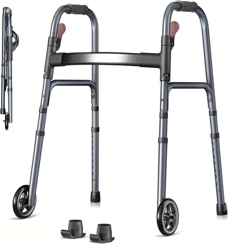 Folding Walker for Seniors - Lightweight, Adjustable, Easy Fold 