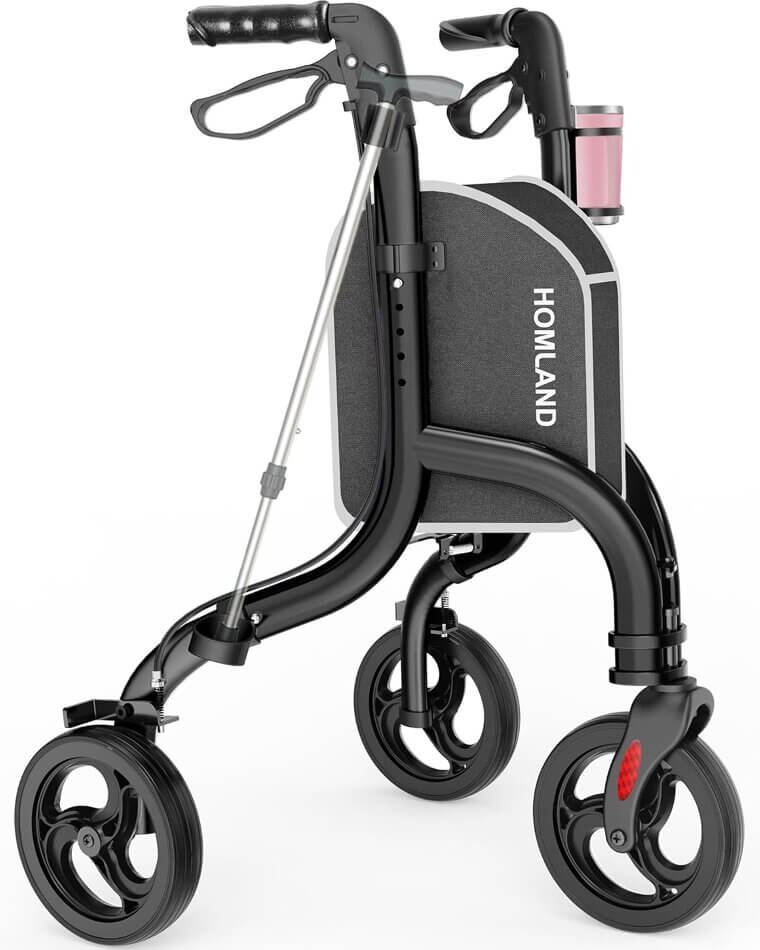 HOMLAND 3 Wheel Walker for Seniors - Lightweight, Foldable Convenience - Don’t Miss the 22% Discount!
