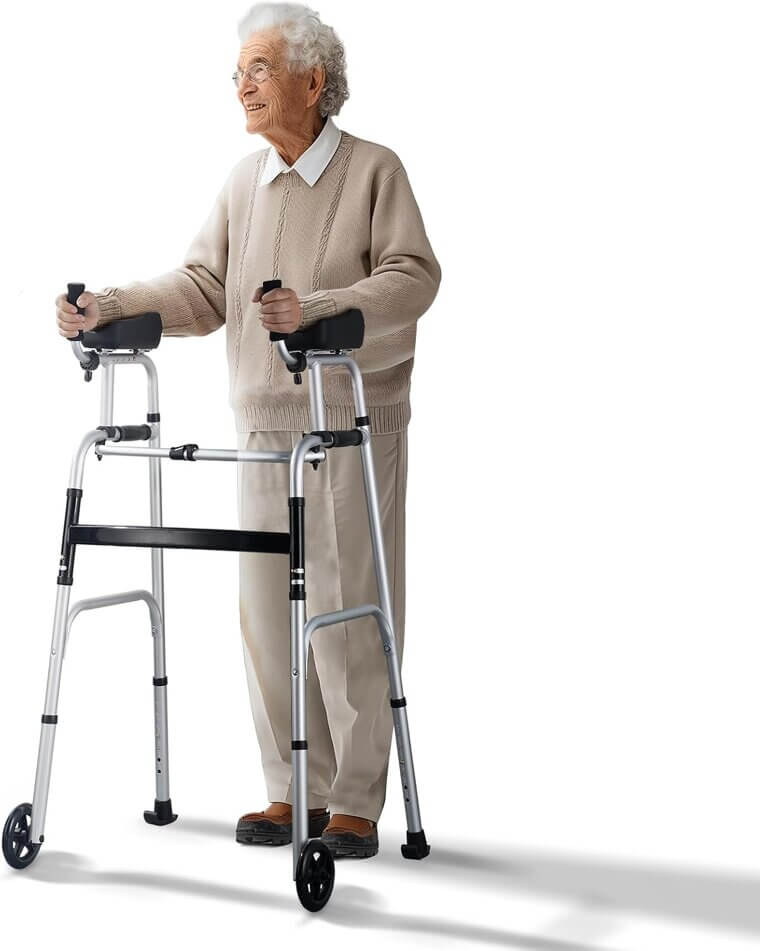 VEVOR Folding Walker - Lightweight Mobility Aid with Wheels - Don’t Miss the 15% Discount!