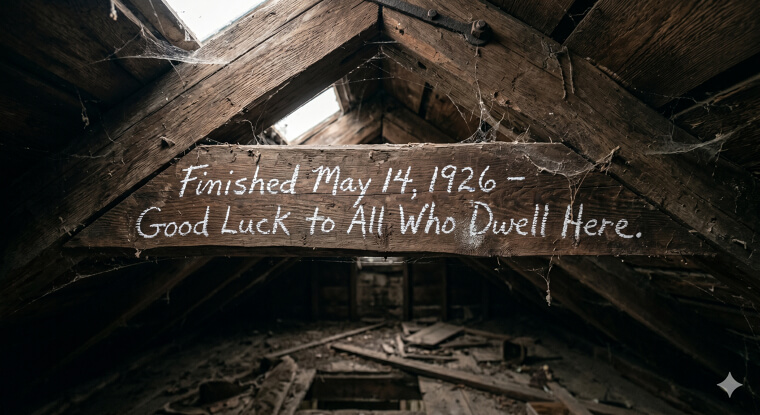 The Carpenter’s Final Blessing Scrawled Above the Ridge Beam