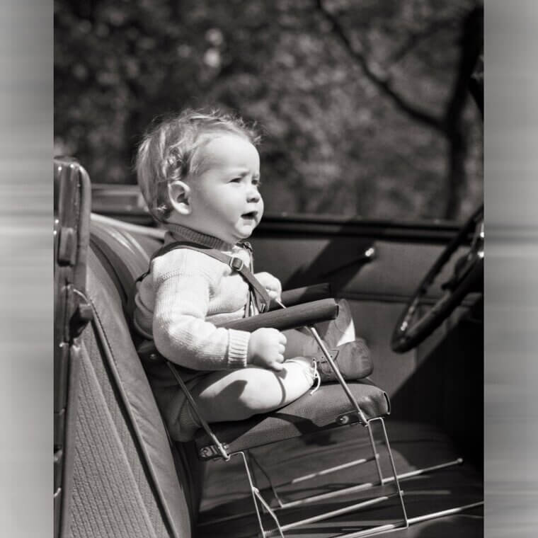 First Edition Car Seat, Featuring Wire, No Safety Belt, and the Front Seat of a Convertible