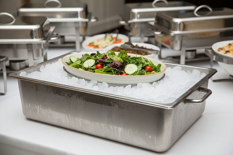 Ice Cubes Keep Buffet Food at Safe Temperatures