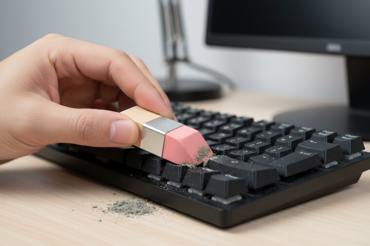 Pencil Erasers Clean Computer Keyboards Perfectly