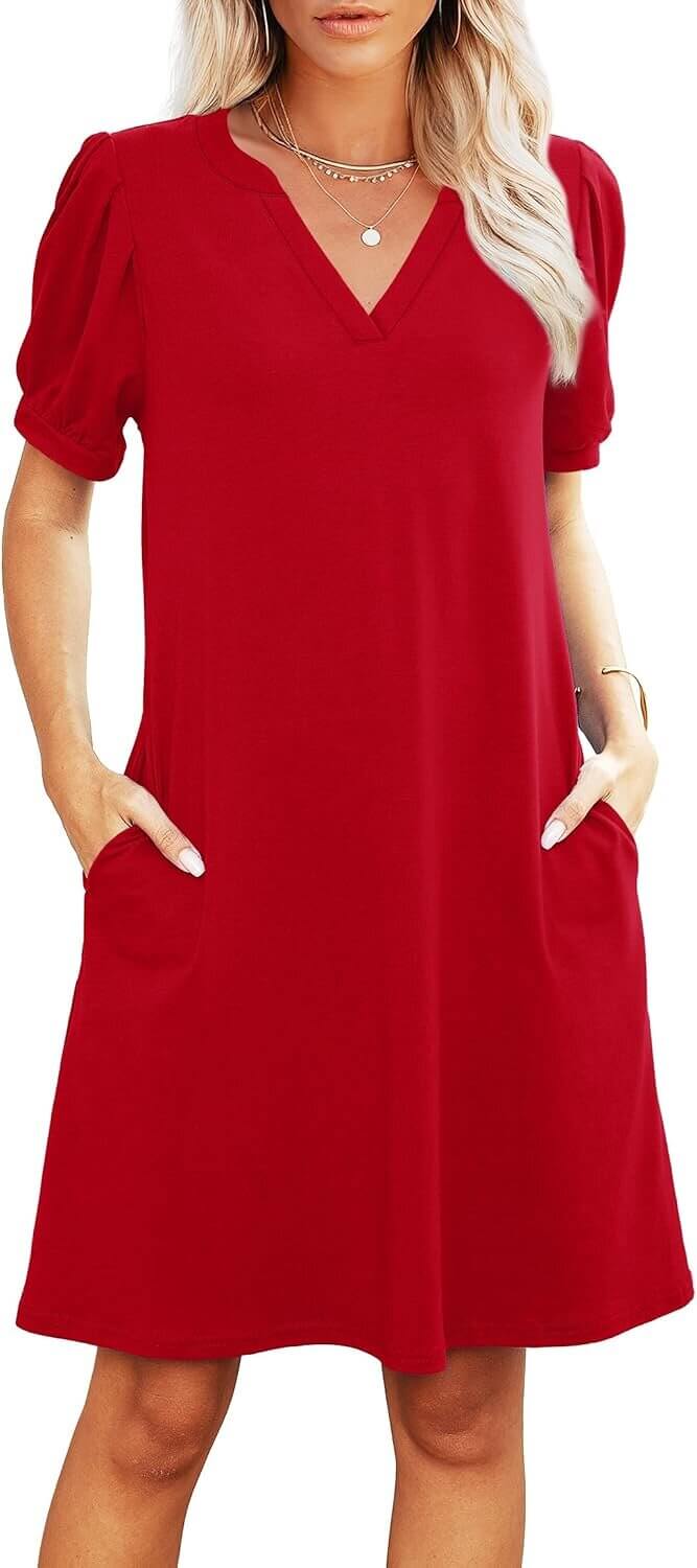 RUMIA V-Neck Sundress - Breezy Summer Style with Pockets 