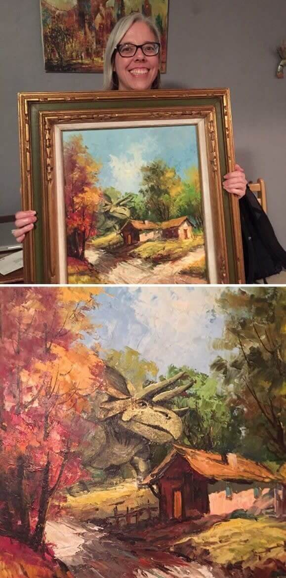 A Painting With A Hidden Dinosaur