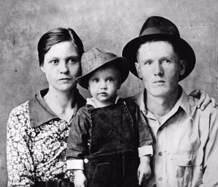 Young Elvis Presley with his Human Parents, 1938