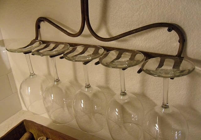 Garden Rake as a Wine Glass Rack