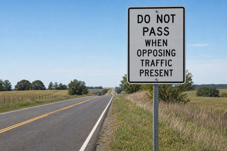 "Do Not Pass When Opposing Traffic Present"