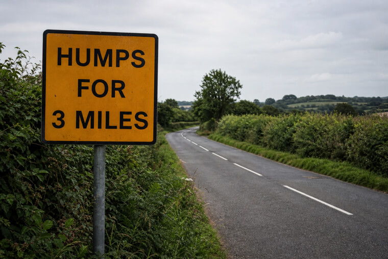Britain's "Humps for 3 Miles" Warning